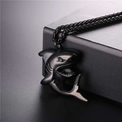 Necklace with shark shaped pendant - stainless steel - punk styleNecklaces
