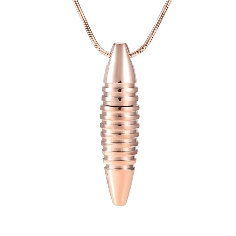 Necklace with bullet shaped pendant - memorial cremation ash holder - mini urn - openableNecklaces