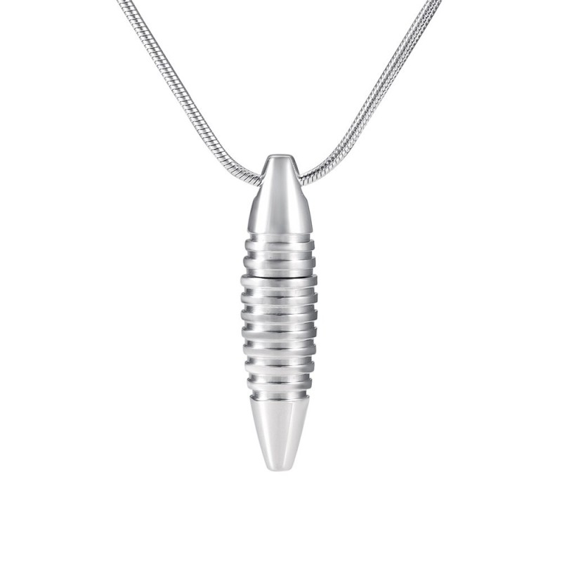 Necklace with bullet shaped pendant - memorial cremation ash holder - mini urn - openableNecklaces