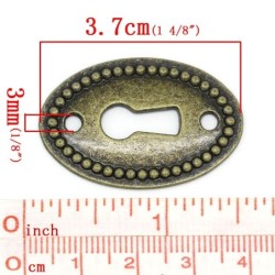 Oval shaped keyhole lock - furniture decoration - antique bronze - 10 piecesMen's Jewellery