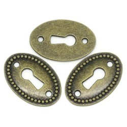 Oval shaped keyhole lock - furniture decoration - antique bronze - 10 piecesMen's Jewellery