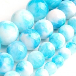 Natural stone - blue / white jade - loose round beads - for making jewelryMen's Jewellery