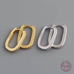 Fashionable geometric earrings - with zircon - 925 sterling silverEarrings