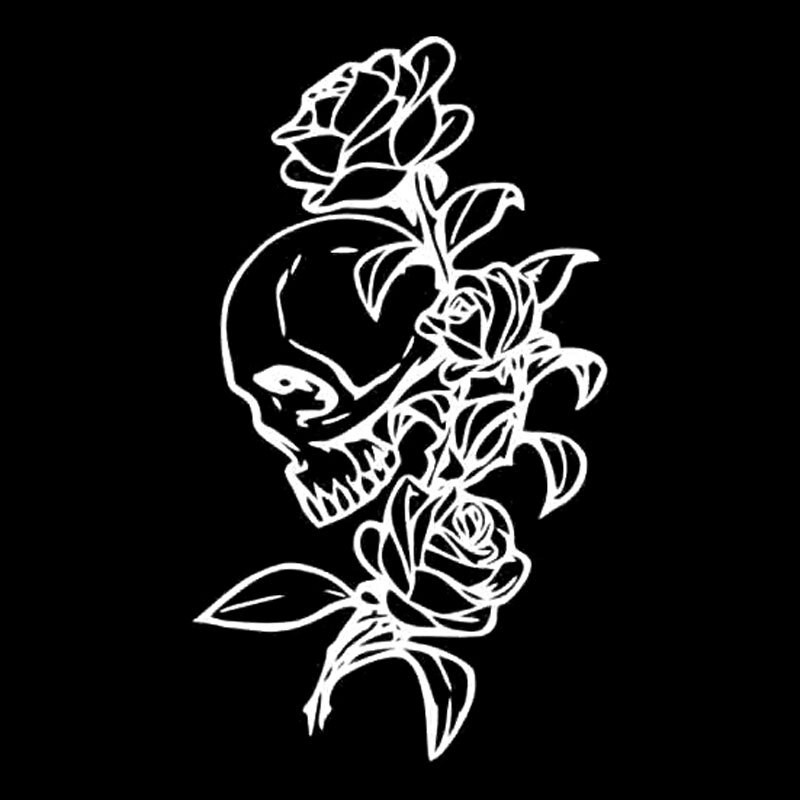 Vinyl car / motorcycle sticker - skull with rosesStickers