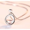 Round pendant with crystal - elegant necklace - 925 sterling silverNecklaces