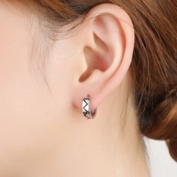 Fashionable small round earrings - with black pattern - 925 sterling silverEarrings