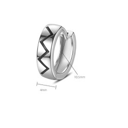 Fashionable small round earrings - with black pattern - 925 sterling silverEarrings