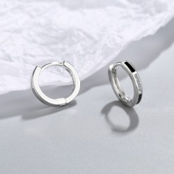 Round earrings with black opal / crystals - 925 sterling silverEarrings