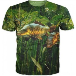 Trendy fishing t-shirt - short sleeve - with fish printed - unisexBlouses & shirts