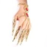 Five finger ring - with chains - gold bracelet - hollow out flowers / red crystalsBracelets