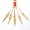 Five finger ring - with chains - gold bracelet - hollow out flowers / red crystalsBracelets