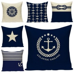 Decorative cushion cover case - linen - sea anchor /stripe / mosaic pattern - 45 * 45cmCushion covers