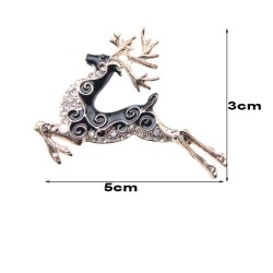 Fashionable brooch with black crystal deerBrooches