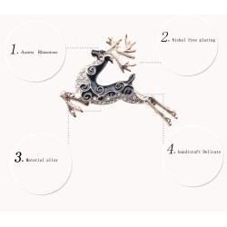 Fashionable brooch with black crystal deerBrooches