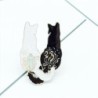Trendy enamel brooch - white / black double cat - pinBrooches