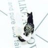 Trendy enamel brooch - white / black double cat - pinBrooches