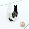 Trendy enamel brooch - white / black double cat - pinBrooches