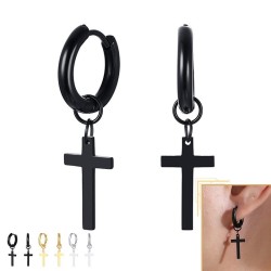 Small hoop earrings - with cross - unisex - stainless steelEarrings