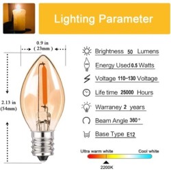 C7 - mini LED night light bulb - candle type - amber glass - E12 / E14 - 0.5WE14