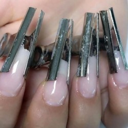 Extension pinching clips - for acrylic / gel nails - stainless steelEquipment