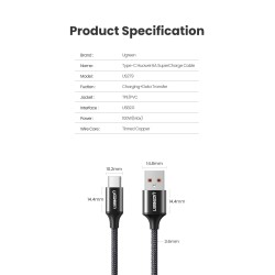 Ugreen - USB type-C cable - fast charging - 6A / 5A - 100W - 480MbpsCables