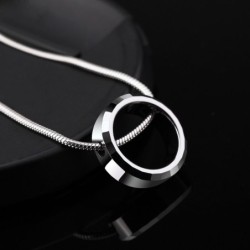 Trendy round pendant - with titanium steel chain - unisexNecklaces