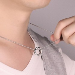 Trendy round pendant - with titanium steel chain - unisexNecklaces