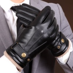 Black winter gloves - with touch screen function - leatherGloves