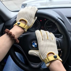 Short driving gloves - goatskin leather / knitted - unisexGloves