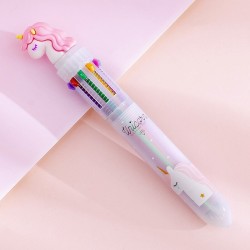 Multi coloured gel pen - with flamingo - 10 ink colorsPens & Pencils