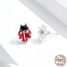 Earrings with red ladybug / white daisy - 925 sterling silverEarrings