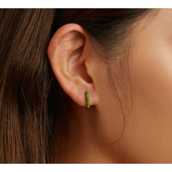 Round earrings with green bamboo - 925 sterling silverEarrings