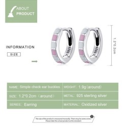 Check contrast pink-white earrings - 925 sterling silverEarrings