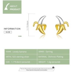 Banana shaped stud earrings - 925 sterling silverEarrings