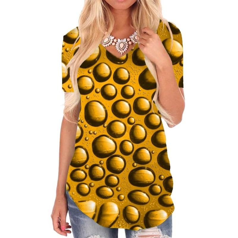 Classic long t-shirt - short sleeve - with bubbles printedBlouses & shirts
