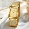 CRRJU - luxury square golden watch - Quartz - stainless steel mesh bracelet - waterproofWatches