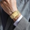 CRRJU - luxury square golden watch - Quartz - stainless steel mesh bracelet - waterproofWatches