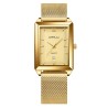 CRRJU - luxury square golden watch - Quartz - stainless steel mesh bracelet - waterproofWatches
