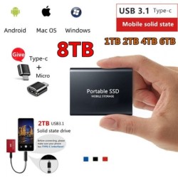 Mobile hard disk storage - SSD - type-C - USB 3.1 - aluminum alloy - 500GB / 1TB / 2TB / 4TB / 6TB / 8TBSSD hard drives