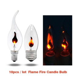 LED bulb - flickering candle flame light - E14 / E27 - 3W - 220V - 10 piecesE27
