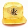 Baseball cap - leather snapback - with metal leaf - hip hop styleHats & Caps