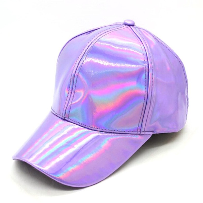 Rainbow baseball cap - patent leather - hip-hop styleHats & Caps