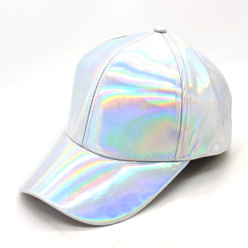 Rainbow baseball cap - patent leather - hip-hop styleHats & Caps