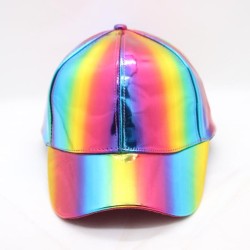 Rainbow baseball cap - patent leather - hip-hop styleHats & Caps