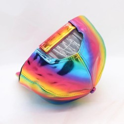Rainbow baseball cap - patent leather - hip-hop styleHats & Caps