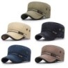 Retro flat hat with visor - washed cotton / leather-trimmedHats & Caps