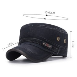 Retro flat hat with visor - washed cotton / leather-trimmedHats & Caps