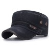 Retro flat hat with visor - washed cotton / leather-trimmedHats & Caps