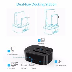 ORICO 2.5 - 3.5 Inch Hard Drive Docking Station USB 3 - Dual-bay HDD - SSD Hard DriveHard drives