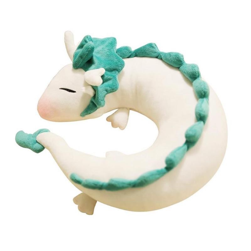 White / green dragon shaped pillow - plush toyCuddly toys